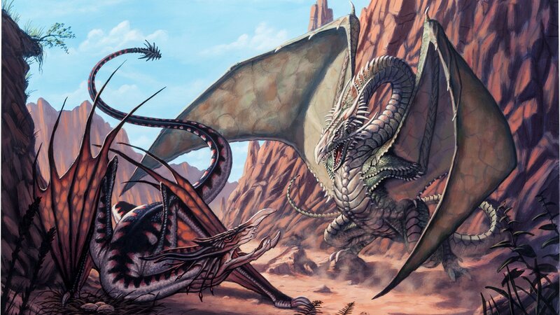Two Dragons Fighting — Brown