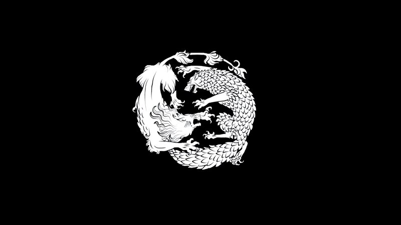 Two Dragons Fighting — White, Dramatic
