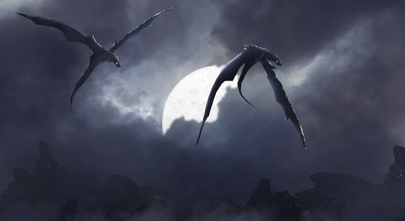 Two Dragons Flying — Gray