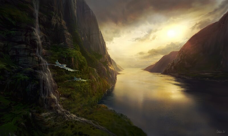 Two Dragons Flying — Green
