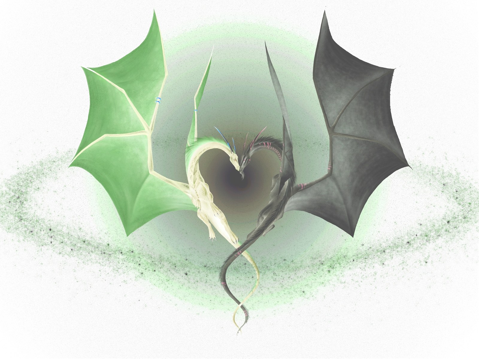 Two dragons forming a heart