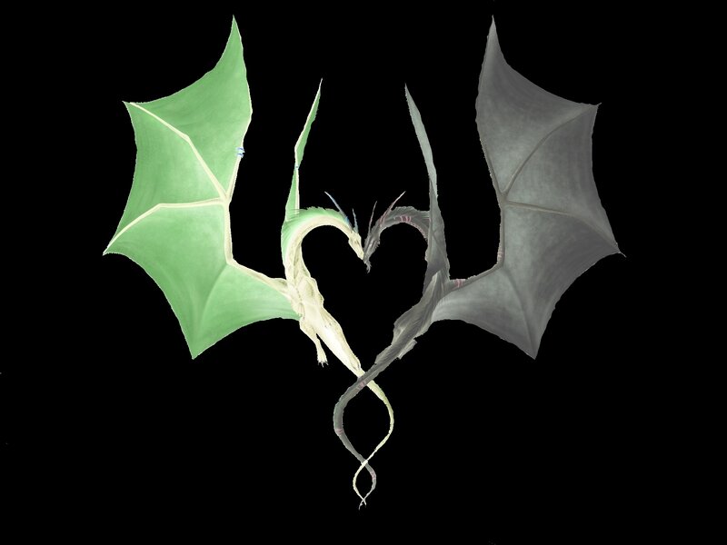 Two dragons forming a heart