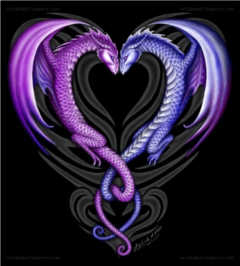 Two dragons forming a heart