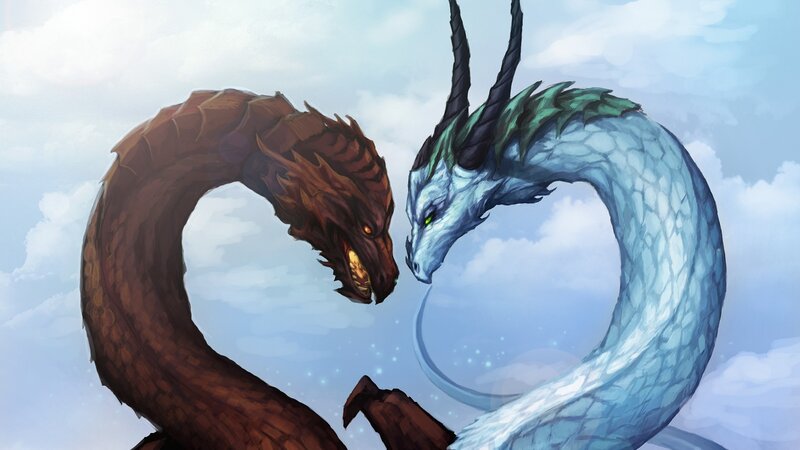 Two dragons forming a heart