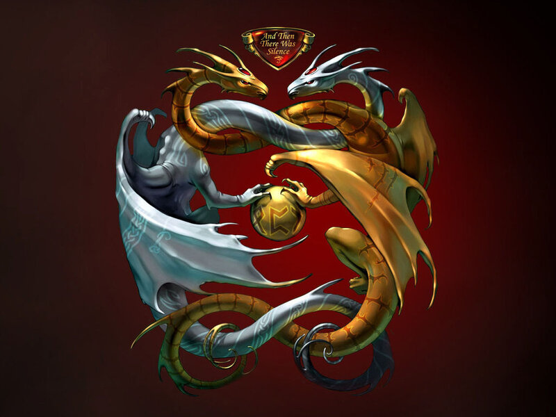 Two Dragons Holding Orb — Red