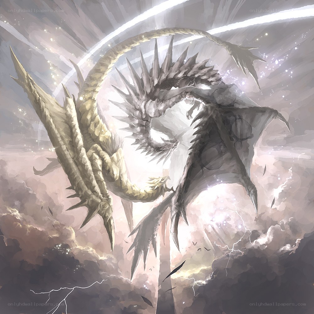 Two dragons in a celestial battle