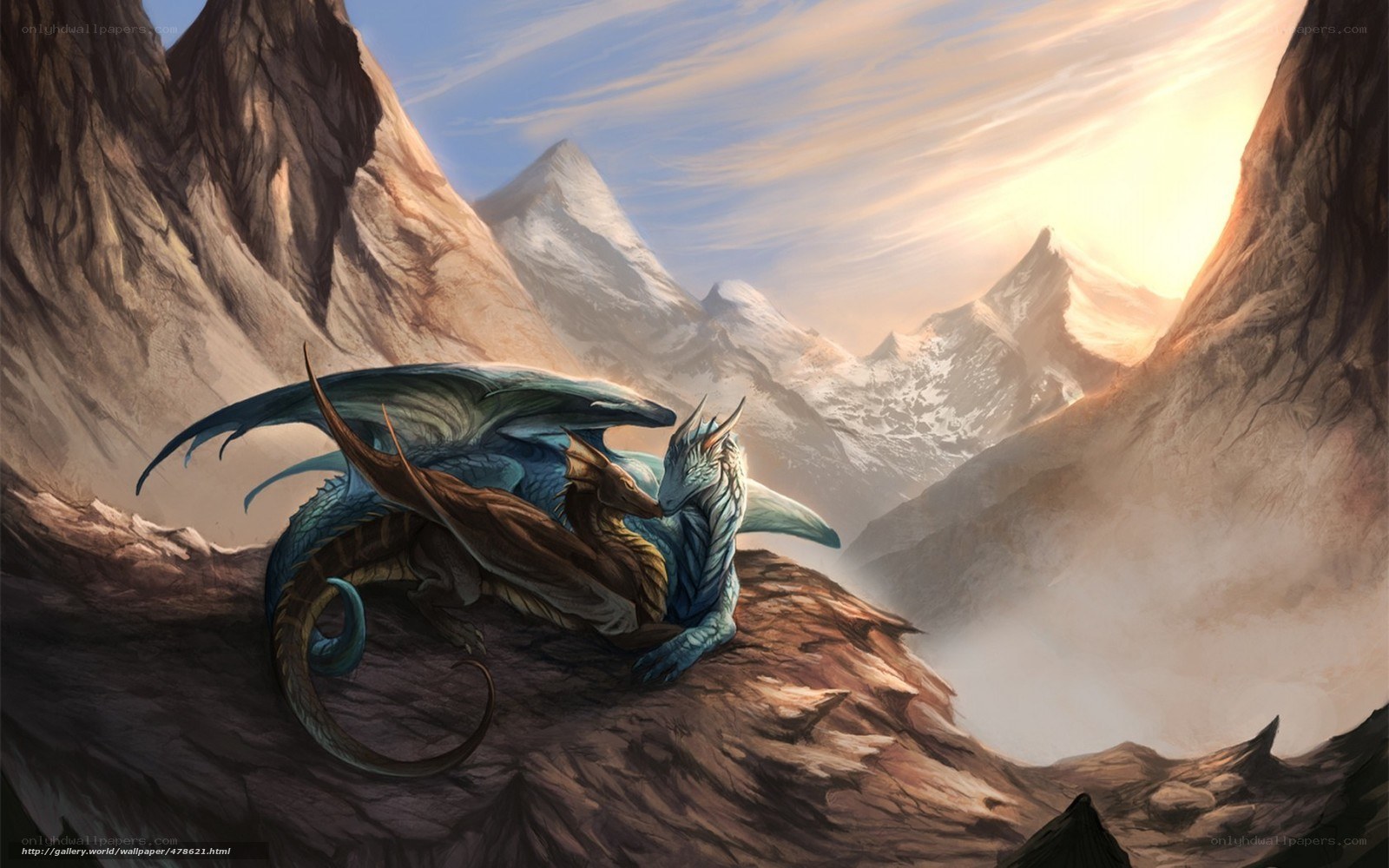 Two dragons in a mountain valley