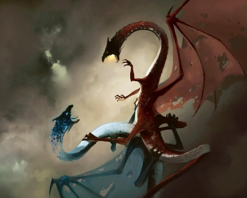 Two dragons in combat