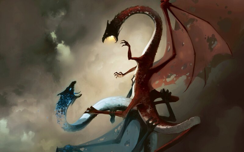 Two dragons in combat