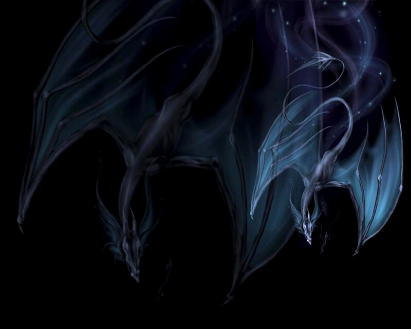 two dragons in dark space