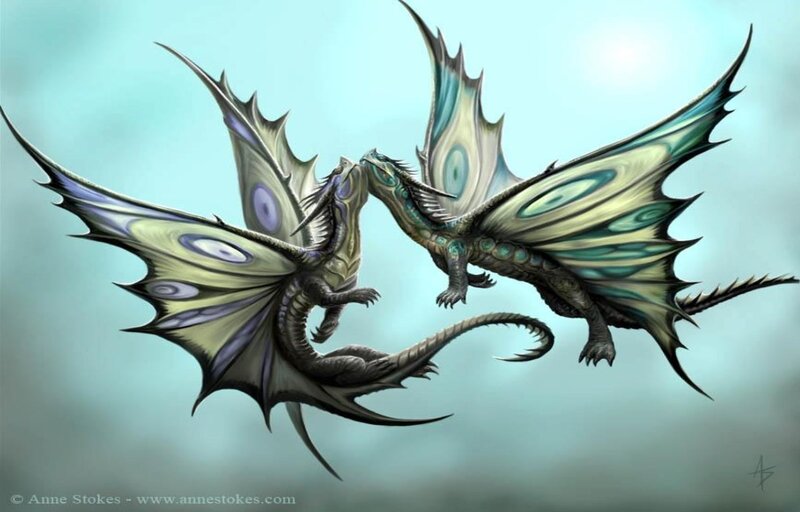 Two Dragons in Flight — Teal