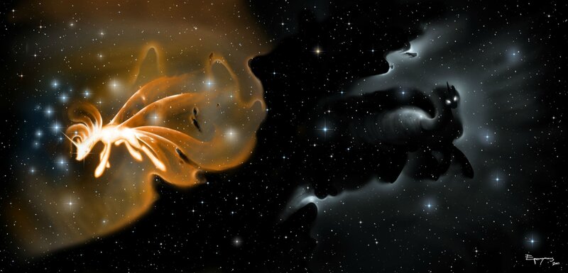 Two Dragons in Space — Black