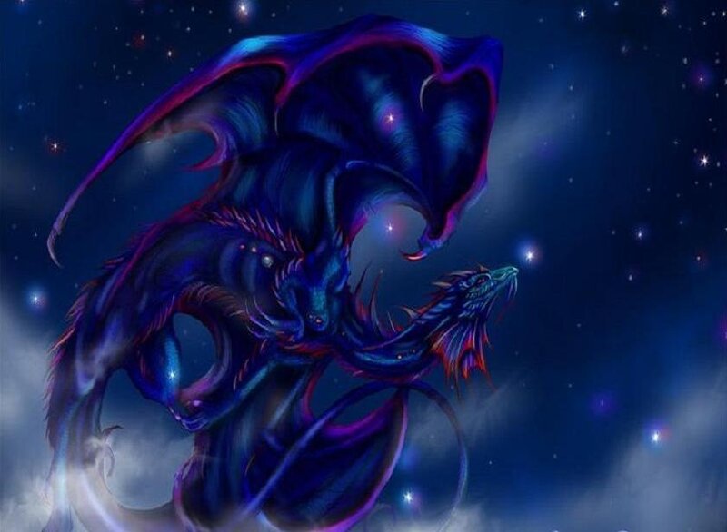 Two Dragons in Space — Blue