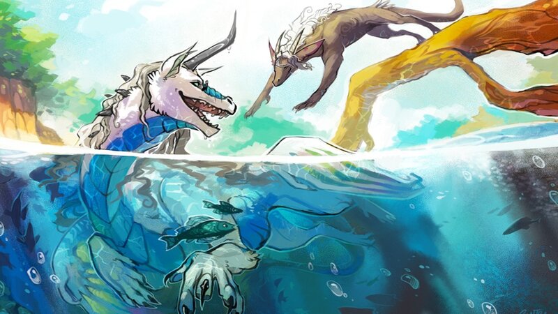 Two Dragons in Water
