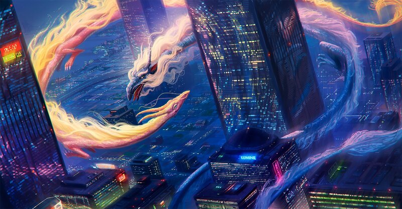 Two Dragons over City
