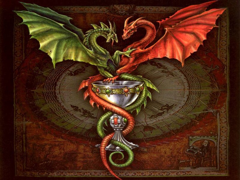 Two dragons with a chalice