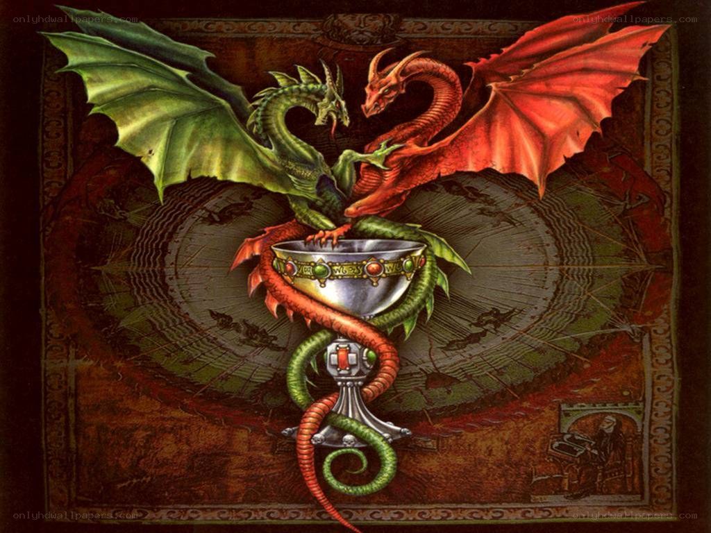 Two dragons with a chalice