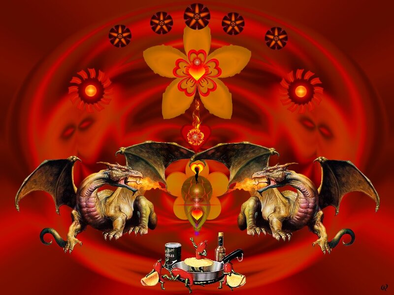 Two Dragons with Food