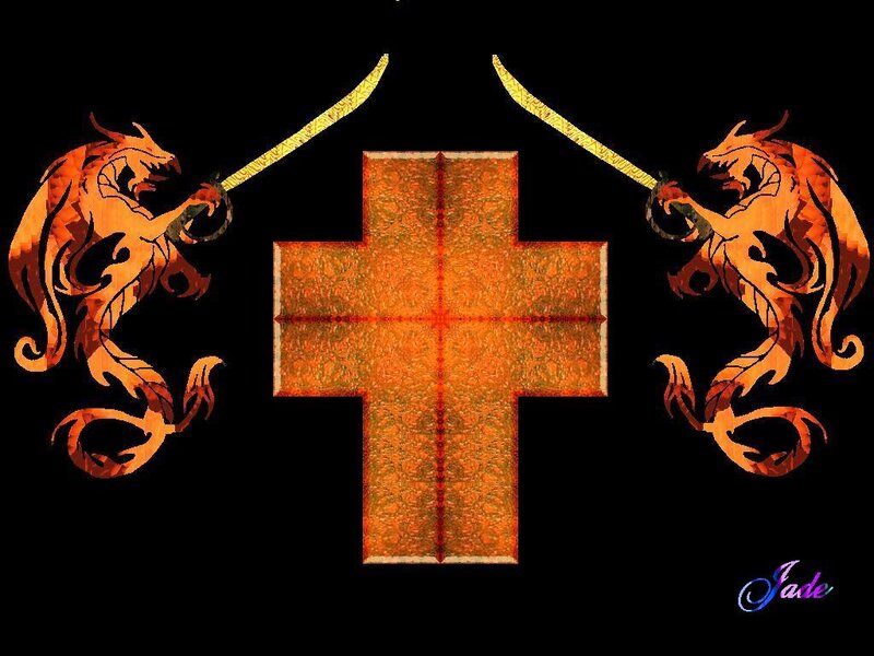 Two Dragons with Swords