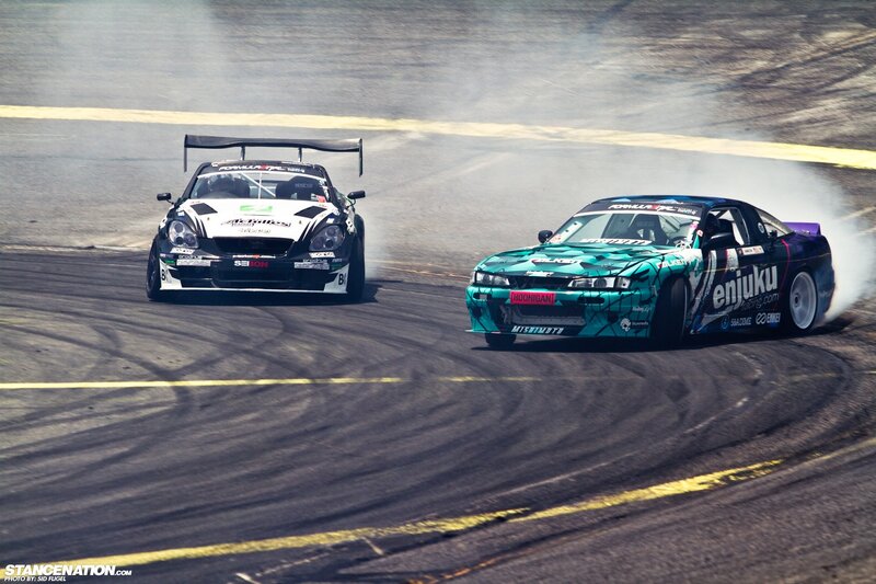 Two Drifting Cars — Black, Dynamic, Afternoon, Photograph, Race Track