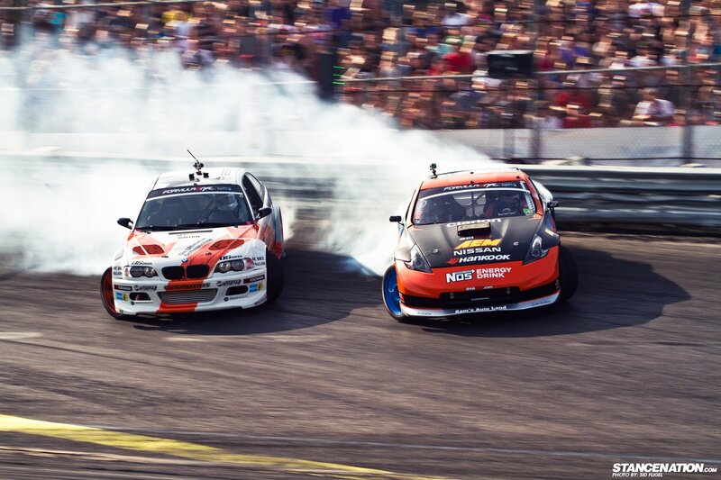 Two Drifting Cars — Orange, Dynamic, Afternoon