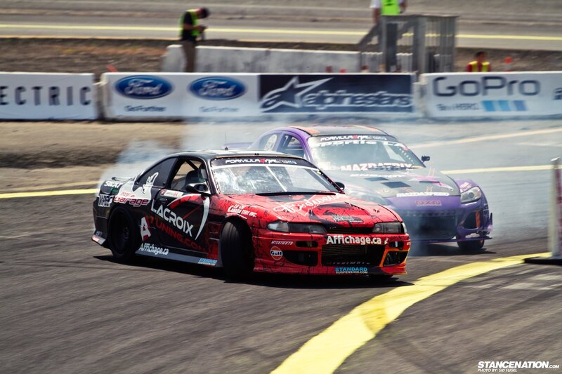 Two Drifting Cars — Red, Dynamic, Afternoon
