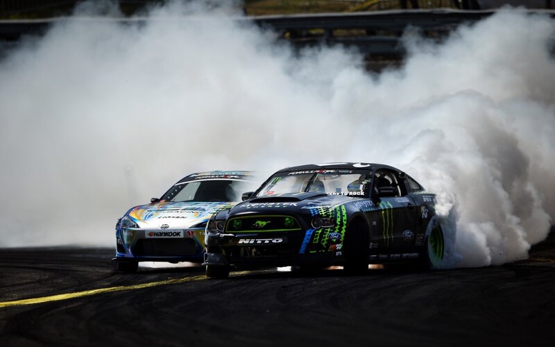 Two Drifting Race Cars — Black