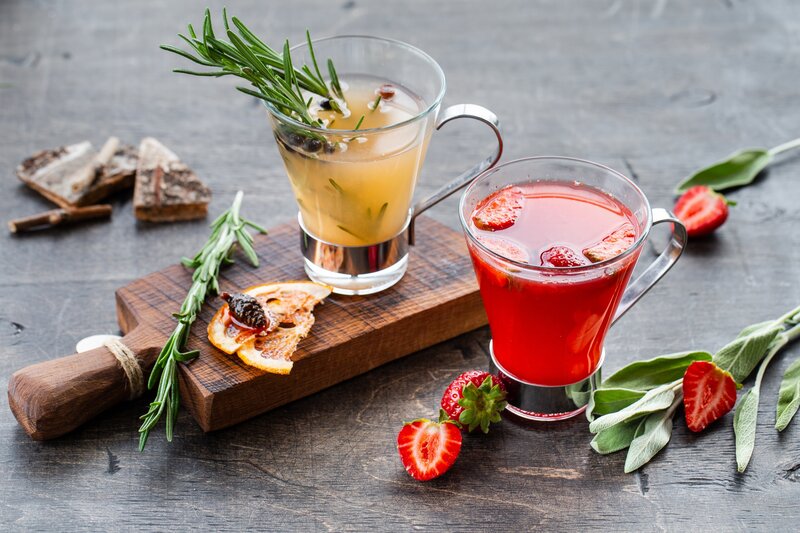 Two Drinks on a Board