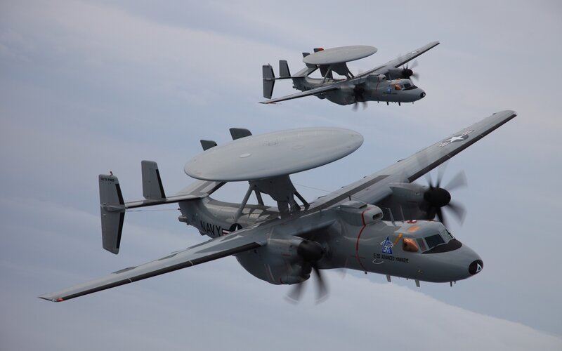 Two E-2D Hawkeye Aircraft — Gray, Neutral