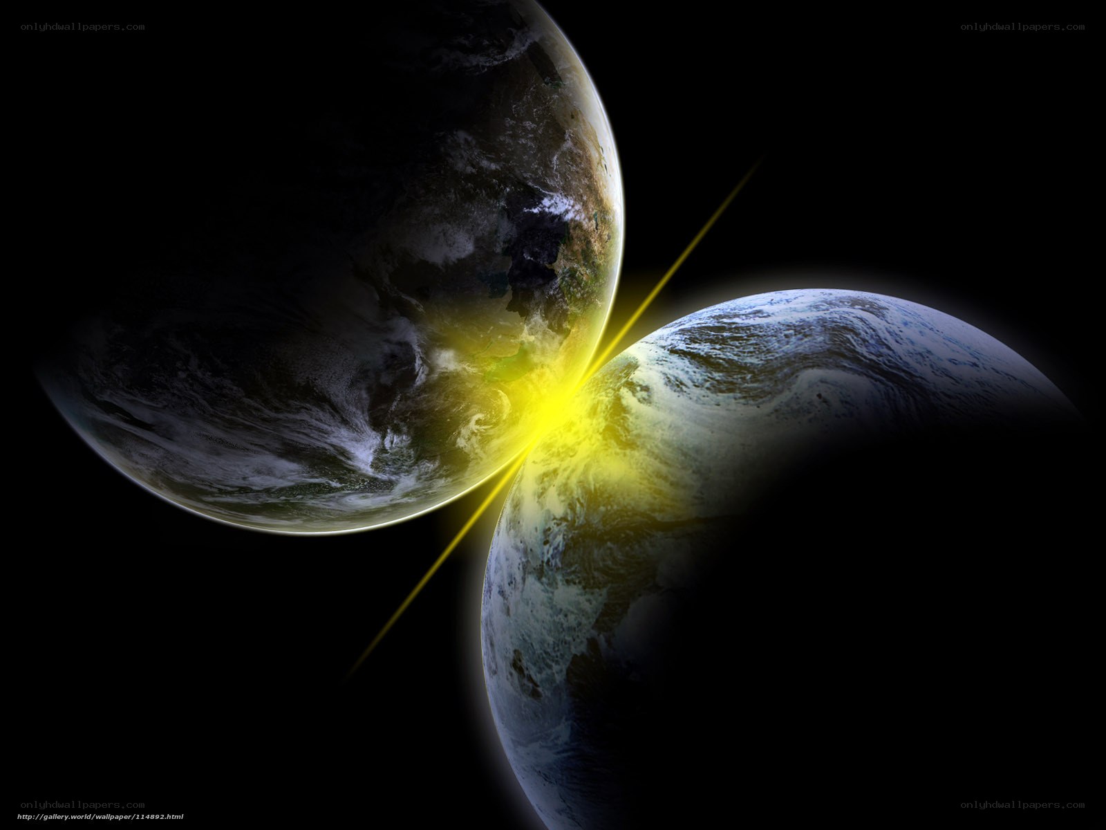 Two Earths Colliding