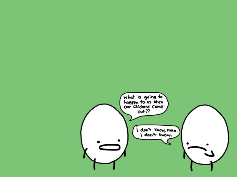 Two Egg Characters — Green, Concerned