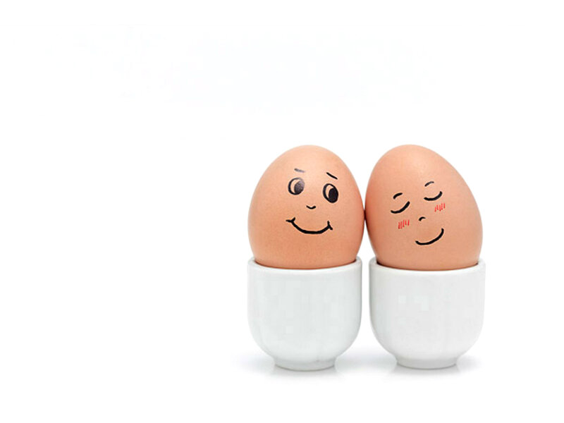 Two Eggs with Faces — Brown, Playful