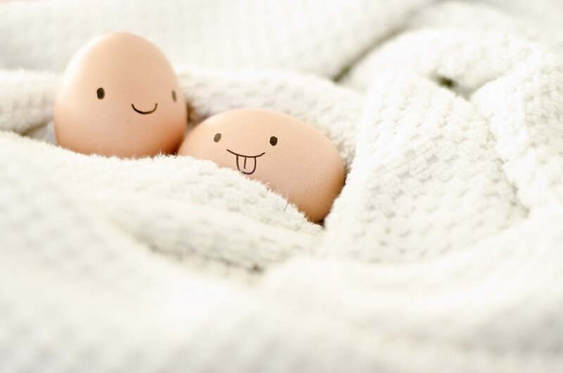 Two Eggs with Faces — White, Calm