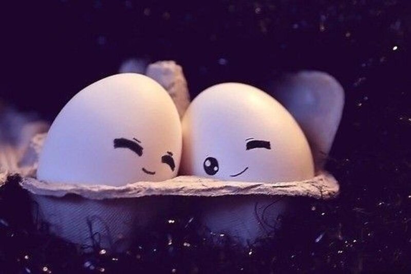 Two Eggs with Faces — White
