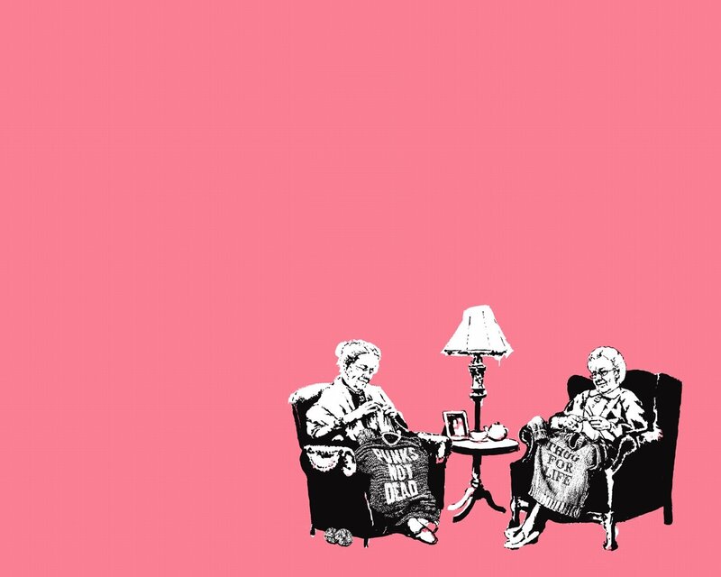 Two Elderly Women Knitting