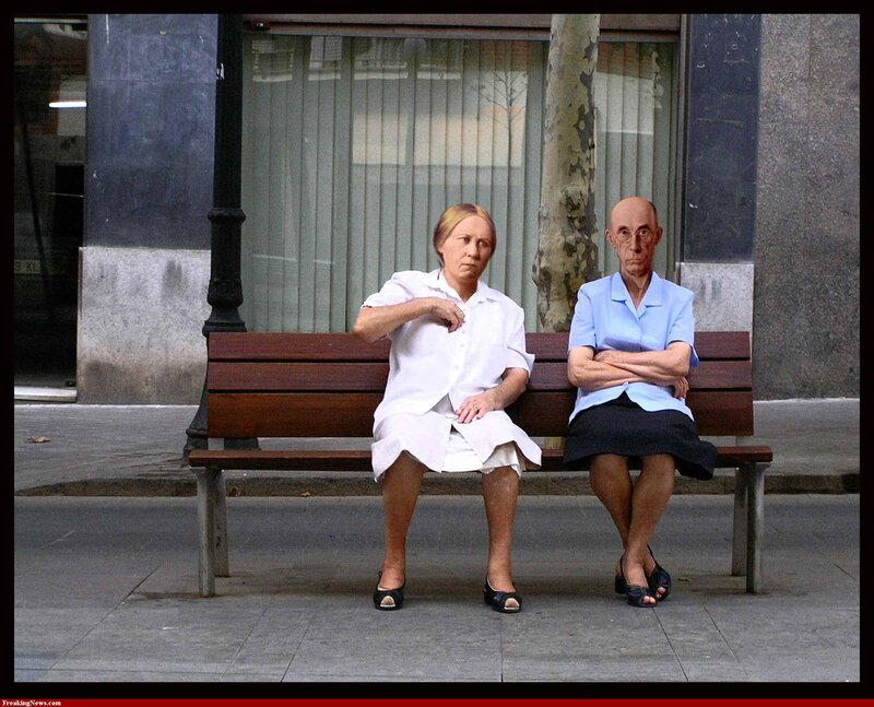 Two Elderly Women on Bench