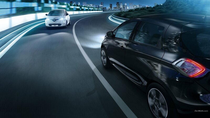 Two Electric Cars on Road