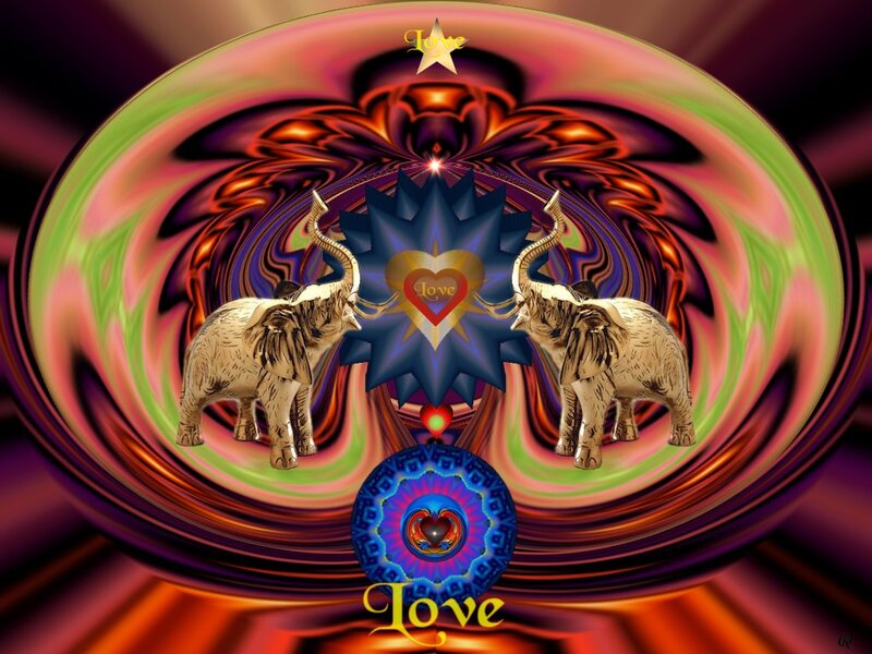 Two Elephants Facing Each Other — Purple