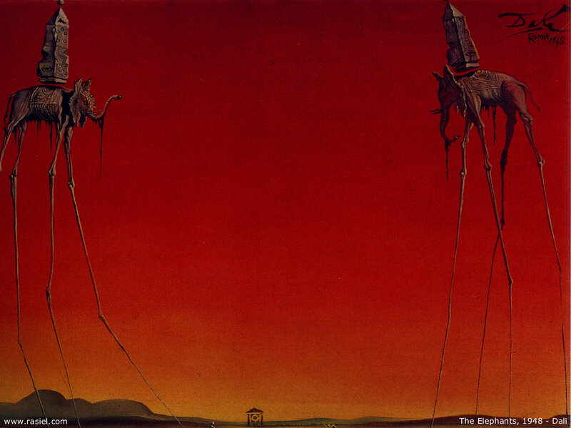 Two Elephants on Long Legs