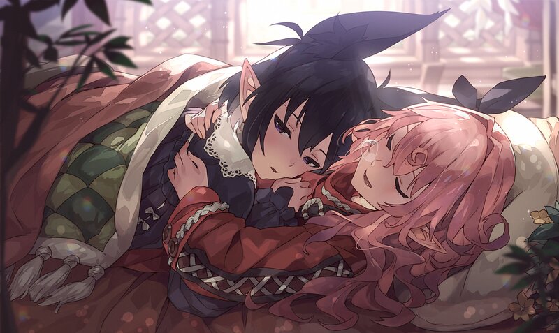 Two Elf Characters Sleeping