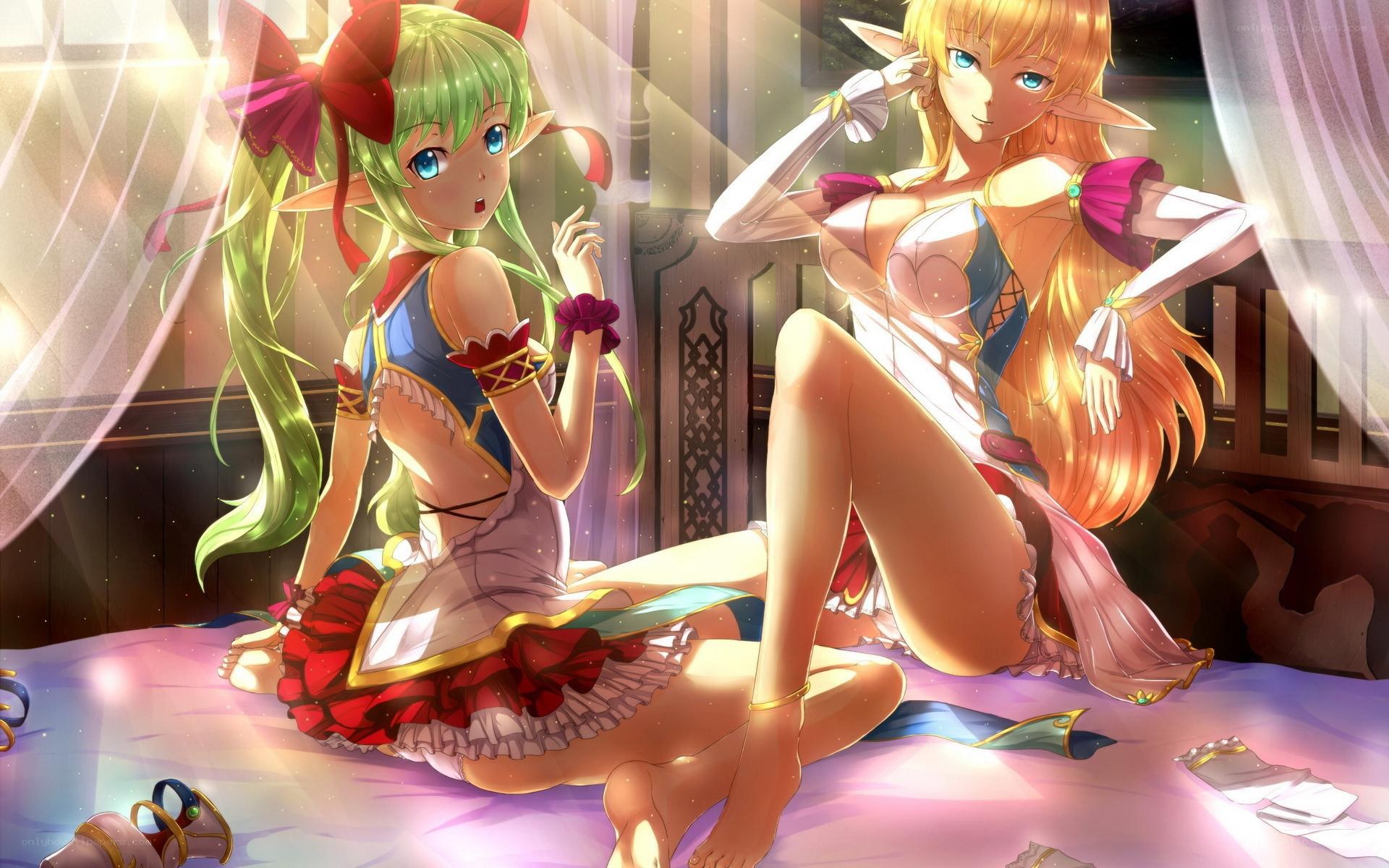 Two elf girls in a bedroom