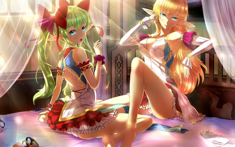 Two elf girls in a bedroom