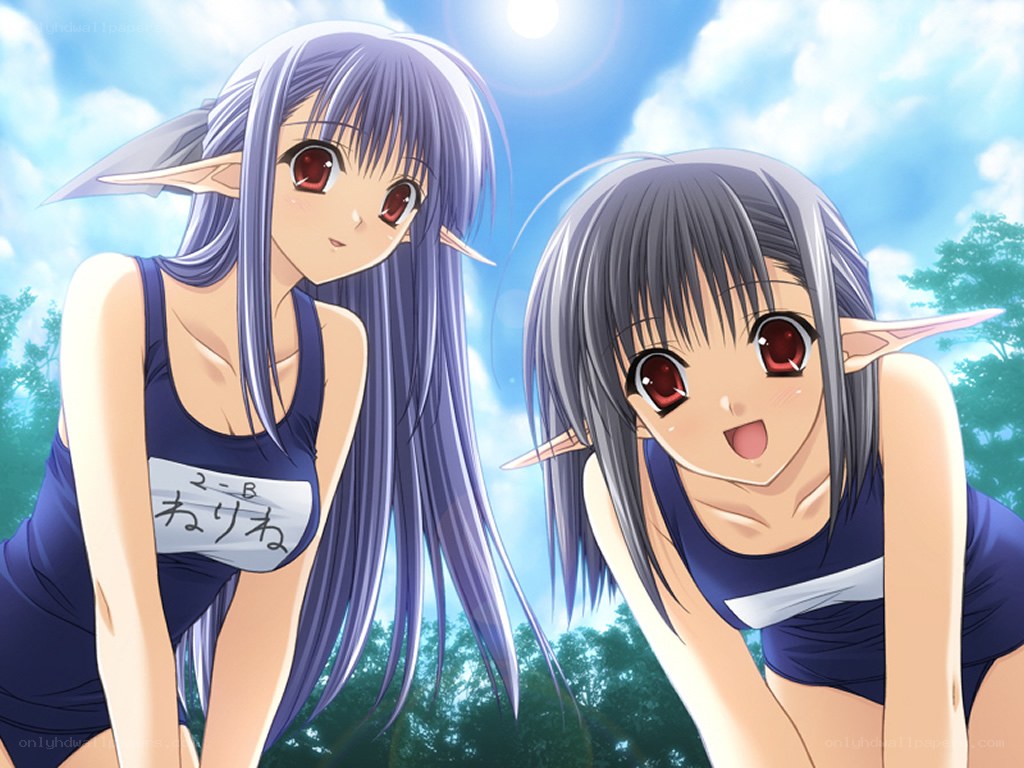 two elf girls in swimsuits