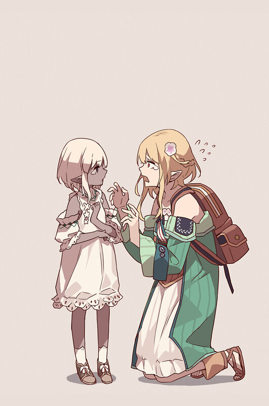 Two Elf Girls Interacting