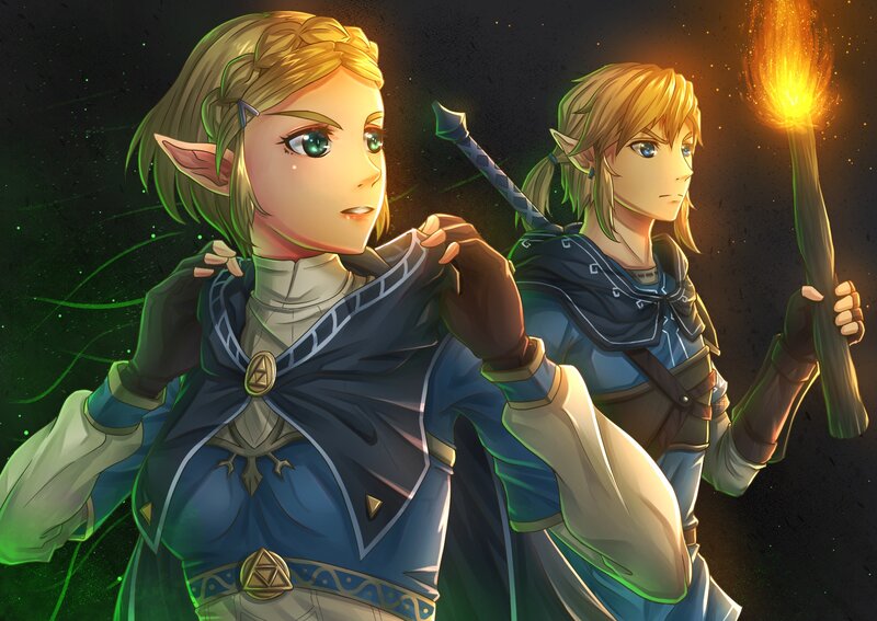 Two Elf-like Characters — Blue, Dramatic, Night