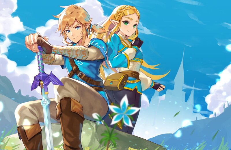 Two Elf-like Characters — Blue, Serene, Afternoon