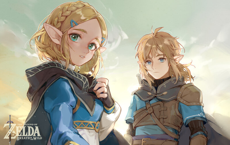 Two Elf-like Characters — Blue, Serene