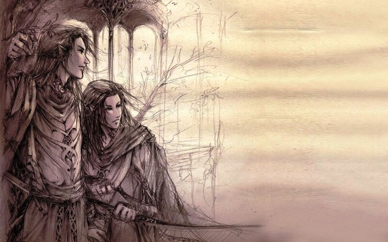 Two Elf-like Figures — Brown