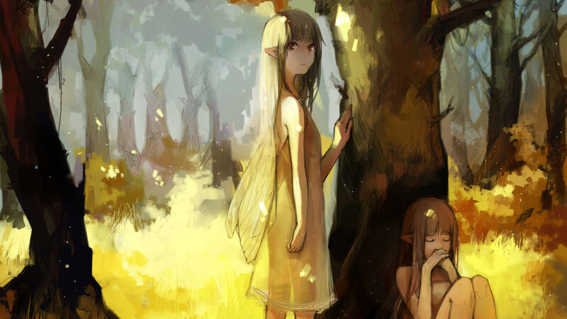 Two Elf-like Girls in Forest