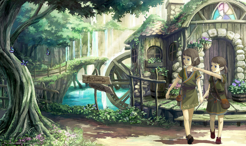 Two Elf-like Girls Walking
